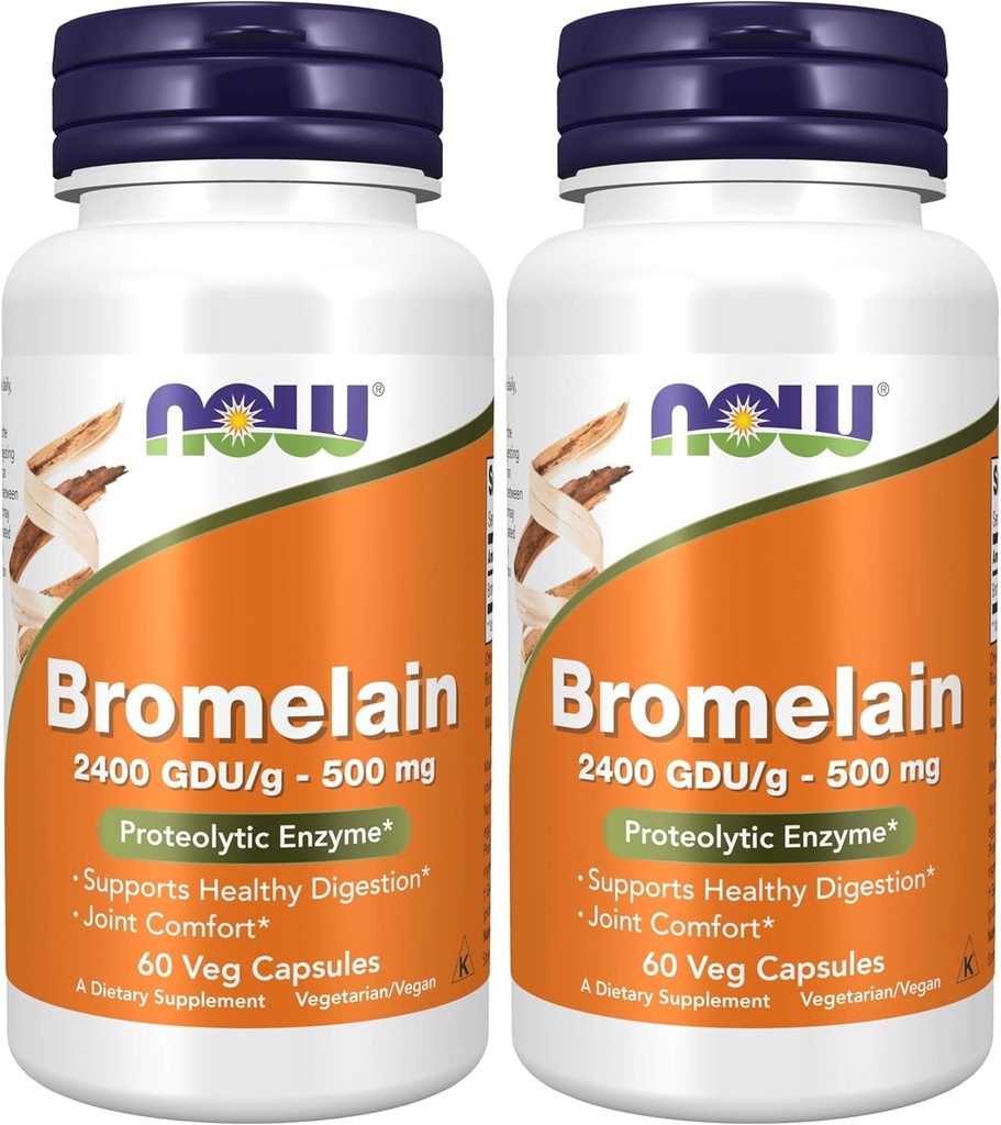 Şimdi Tamamlar, Bromelain (Doğal Proteolytic Enzyme) 2,400 GDU/g - 500 mg, Natural Proteolytic Enzyme*, 60 Veg Capsules (Pack of 2)