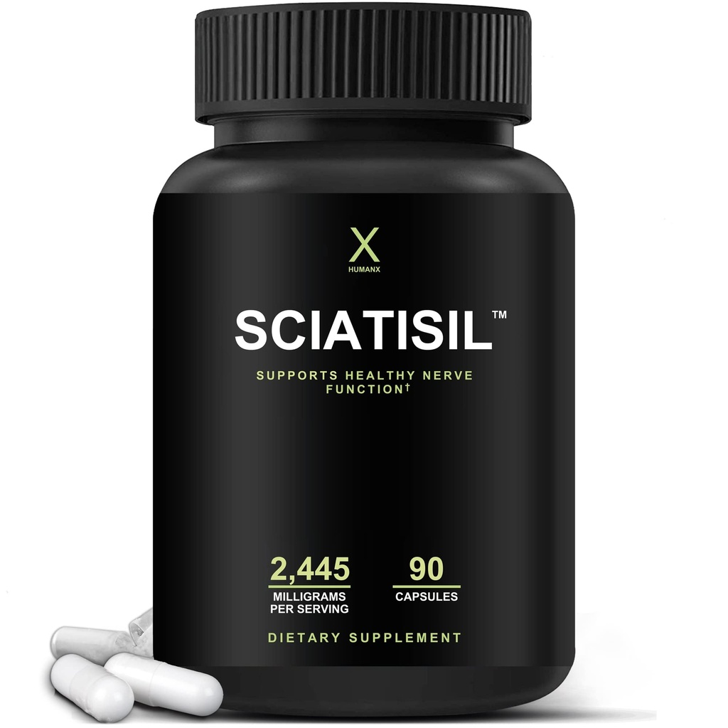 HUMANX Sciatica Focused Formula - Nerve Support Supplement with Stabilized R-Lipoic Acid for Extra Strength - Βιταμίνες Προώθηση Υγιούς Πίσω, HIPS, Πόδι, Πόδια - Συμπληρώματα Νευροπάθειας - Sciatisil