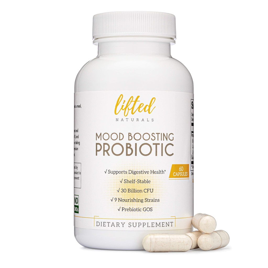 Probiyotik 30 Milyar CFU'yı artırmak için Doğals Mood Boosting Probiyotik 30 Milyar CFU - Mood Support Supplement, Prebiyotiks and Probiyotiks for Women & Men, Acidofilius Lactobacillus Probiyotik, Raf Stable & Non-GMO, 60 Capsules