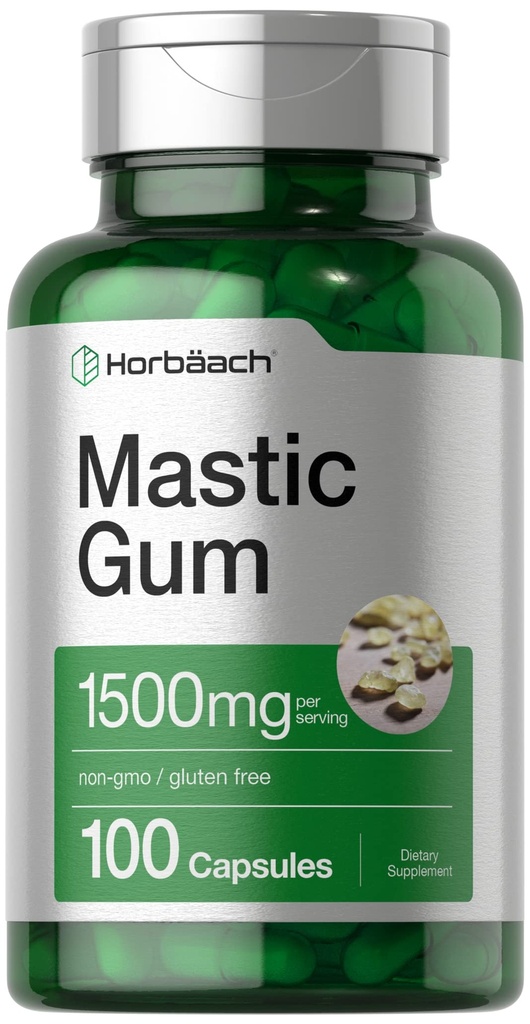 Horbäach Mastic Gum | 1500 mg | 100 Capsules | Non-GMO & Gluten Free Supplement Supplement Supplement