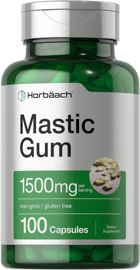 Horbäach Mastic Gum | 1500 mg | 100 Capsules | Non-GMO & Gluten Free Supplement Supplement Supplement