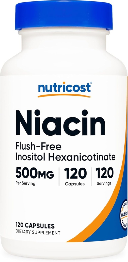 Nutricost Niacin (Flush-Free) Inositol Hexanicotinate 500 mg, 120 Capsules, B3