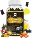 Black Seed Oil & Sea Moss Gummies | İrlandalı Deniz Moss Gummy with Ashwagandha, Black Seed Oil, Elderberry, Turmeric, Vitamin D3, C, çinko - Destek Immunity, Commons, Digestion, Hair Growth - 60
