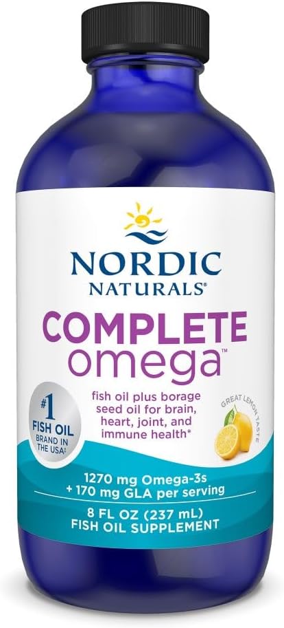 İskandinav Naturals Tamam Omega, Lemon Flavor - 8 oz - 1270 mg Omega-3 - EPA & DHA eklendi GLA - Sağlıklı Skin, Cognition, Pozitif Mood - Non-GMO - 48 Servisler