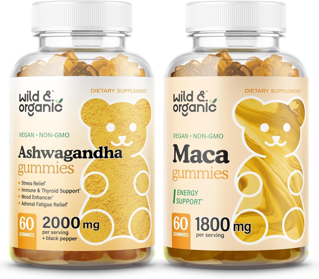 Άγρια & οργανικά Gummies Ashwagandha & Maca Root Gummies 60 κόμης