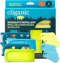 Clignic Mosquito Repellent Pack (4 Wristbands + 8 Refill Pellets) - Ρυθμιζόμενο, Φυσικό DEET-Free, Αιθέριο Έλαιο Εμπλουτισμένο
