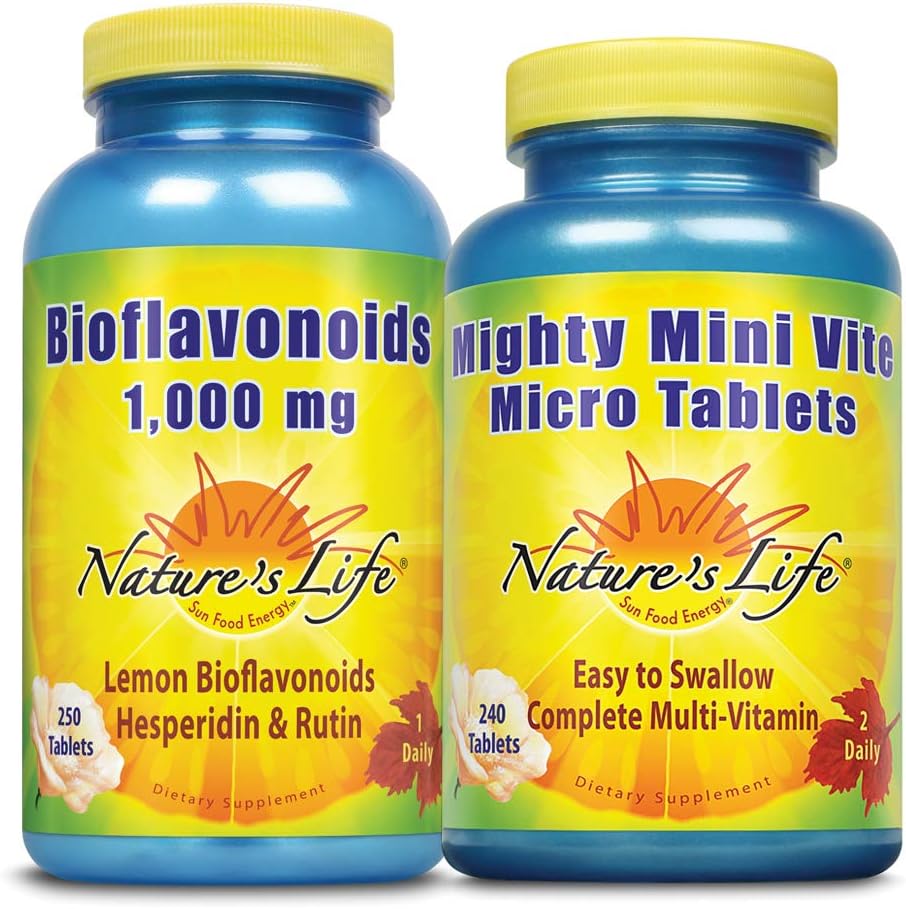 Nature's Life Lemon Bioflavonoids 1000 mg & Mighty Mini Vite Sche | Immune & General Health Support | 250ct, 240ct