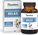 Himalaya Ashwagandha+ Relax, GABA, Kutsal Basil & Chamomile, Rahatlama ve Stres Yardımı, Vegan, Gluten Free, 540 mg, 60 Vegetarian Capsules, 1 Ay Supply
