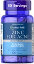 Puritan's Pride Zinc for Acne Skin Formula with Vitamins C, B-6, A, and E for Men and Women, Dietary Supplement for Clear Healthy Skin, Immune System, Cell Division and Growth Support, 100 Tablets