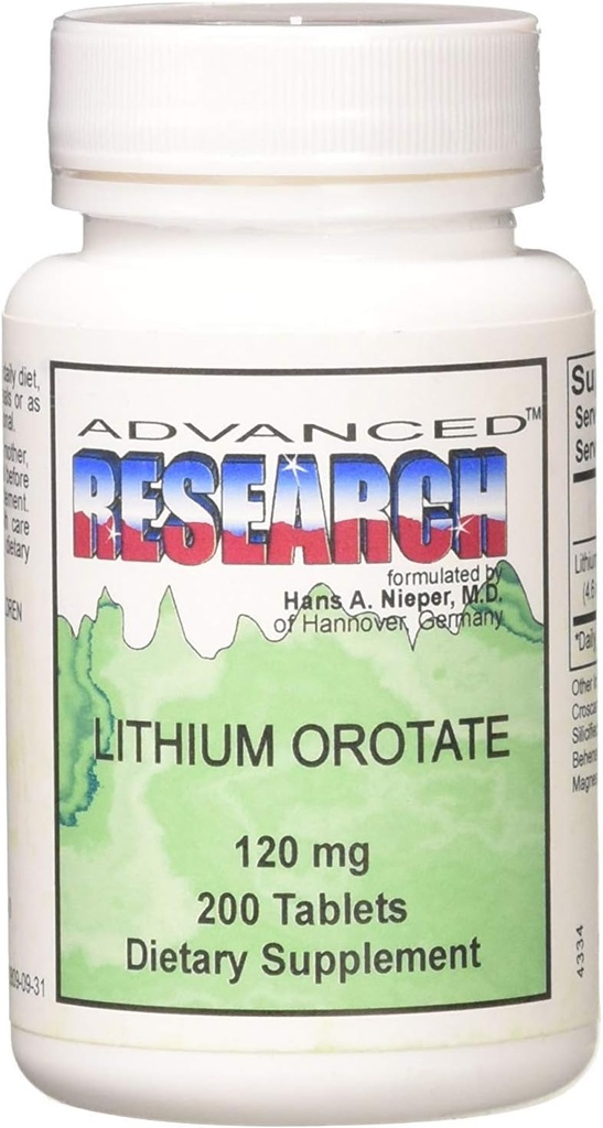 Nutrient Carriers Advance Research Lithium Orotate 120 Mg 200 Tablets(Pack of 2)