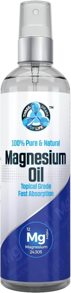 Saf Magnezyum Yağı Kombine - Büyük 8 fl oz, USP Grade, Pure 100% Tüm Doğal, Kaynaklanan Doğrudan Hollanda'da Zechstein Seabed'den, Nodrew Minerals, Resmi Zechstein Inside