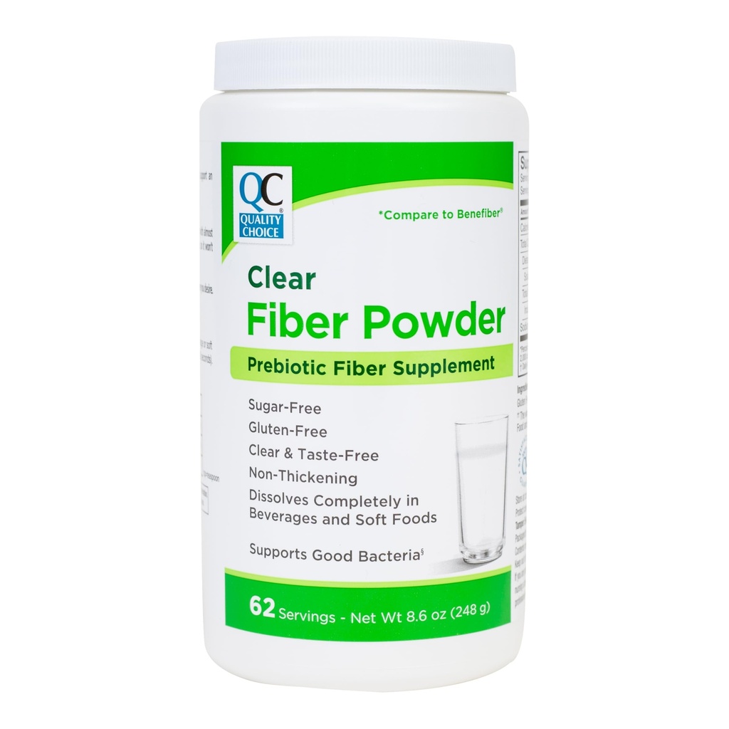 Quality Choice Clear Prebiyotik Fiber Supplement Toz for Digestive Health - Tasteless, Non-Thicking Formula - 62 Hizmet, 8.6 Ounces (248g), Yetişkinler ve Çocuklar için ideal 6 & Up Daily Fiber Toz