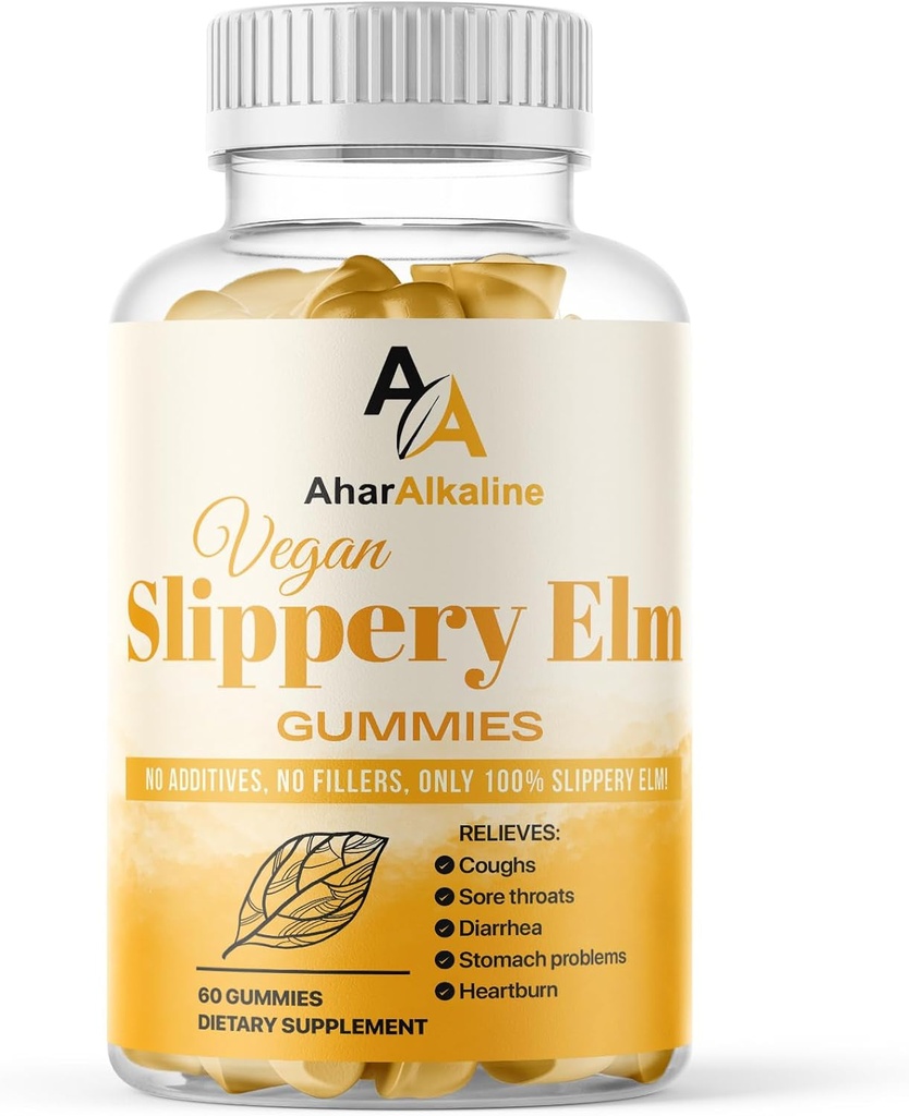 Slippery Elm Gummies, συμπλήρωμα για πονόλαιμο και πήδημα, φρούτα αρωματισμένα, 60 κόμης (πακέτο του 1)