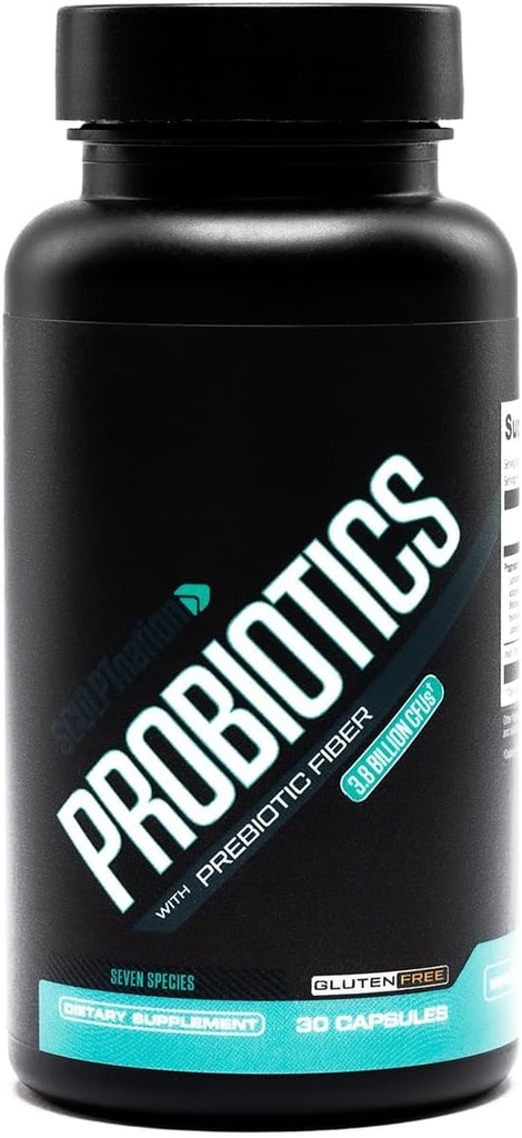 Sculpt Nation by Voloed Premium Probiyotiks - Digestive & Gut Health Support - Occasional Constipation, Gas and Bloating - 30-Day Supply