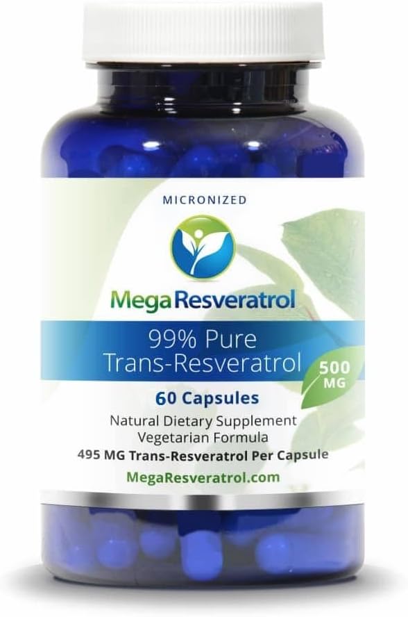 Mega Resveratrol, Farm Grade,99% Pure, Isolate, Micronized Trans-Resveratrol, 60 Veggie Caps, 500 mg per Capsule. Saf sertifikalı. Kesinlikle NO Toxic "inaktif" Malzemeler eklendi.