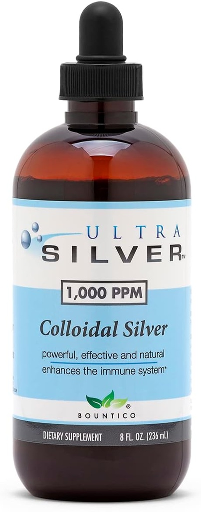 Ultra Silver® Colloidal Silver | 1.000 PPM, 8 Oz (236mL) | Mineral Tamam | Gerçek Colloidal Gümüş - Dropper