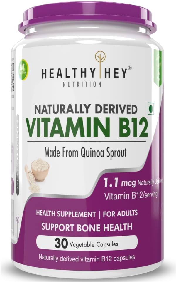 100% Doğal Vitamin B12 - Immune Health | Non-Stics, No-Chemical | 30 Veg. Capsules