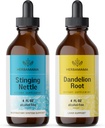 HERBAMAMA Herbal Liquid Drops Kit - Sting Nettle & Dandelion Root Tincture 4 fl oz - Vegan, Non-GMO, Sugar & Alkol-Free - 2 Pack