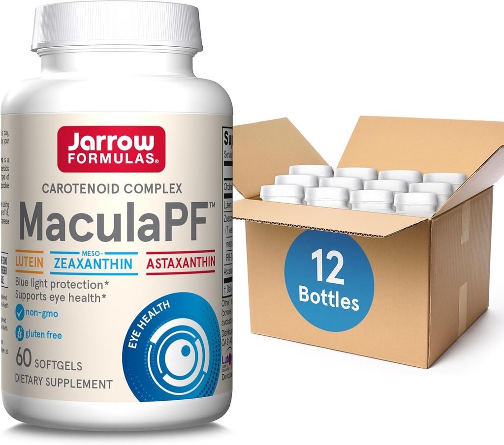 Jarrow Formulas MaculaPF Softgels - 60 Count - Eye Antioxidant Supplement - Eye Supplement for Vision - Eye Health Supplements for Adults - Non-GMO - Gluten Free