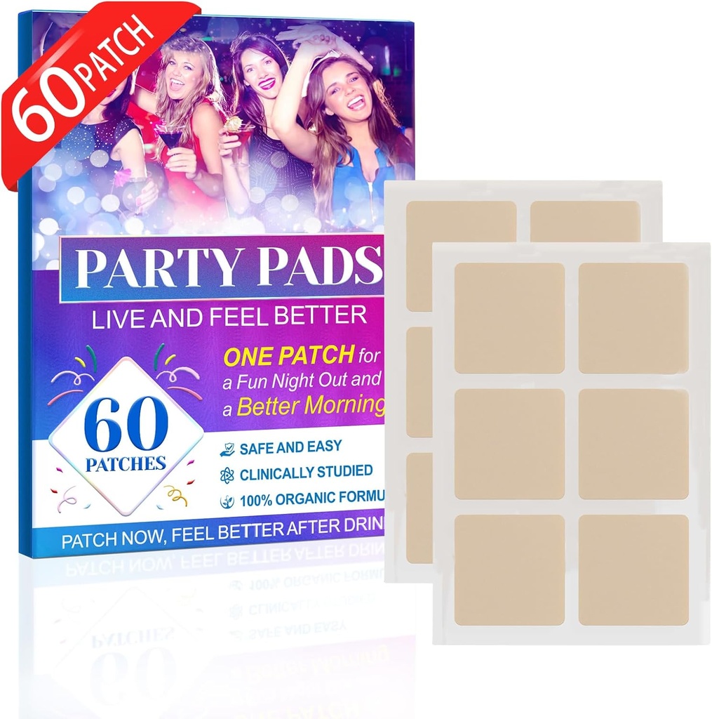 [60 Pack] Party Relief Patches Χρησιμοποιήστε το Patch Before Party Drinking, Ξυπνήστε με ένα Patch Recovery για μια καλύτερη μέρα, ένα φυσικό Patches.