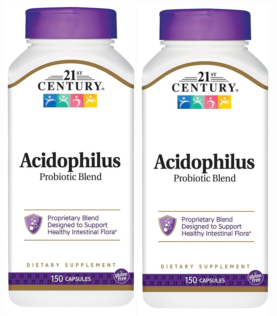 21. Yüzyıl Asitofilus Probiyotik Mix Capsules, 150-Count (Pack of 2)