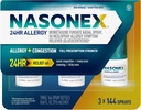 Nasonex 24HR Allergy Nasal Spray, Non-Drowsy, Scent-Free Mist,Allergy Symptoms + Nasal Congestion, Full Prescription Strength, 120 Sprays (3 Pack)