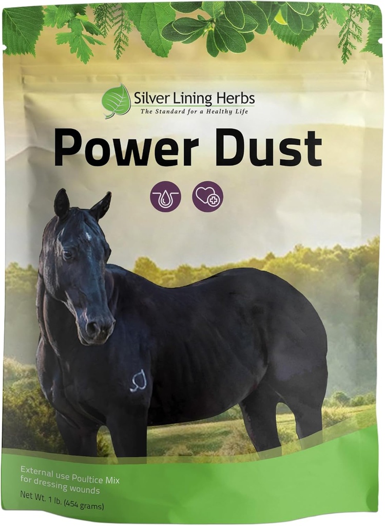Gümüş Lining Herbs 16 Power Dust - Herbal At İlk Yardım Toz veya Poultice Mix - At Tedavisi ve Bakım - Doğal Eş İlk Yardım - 1 lb Bag