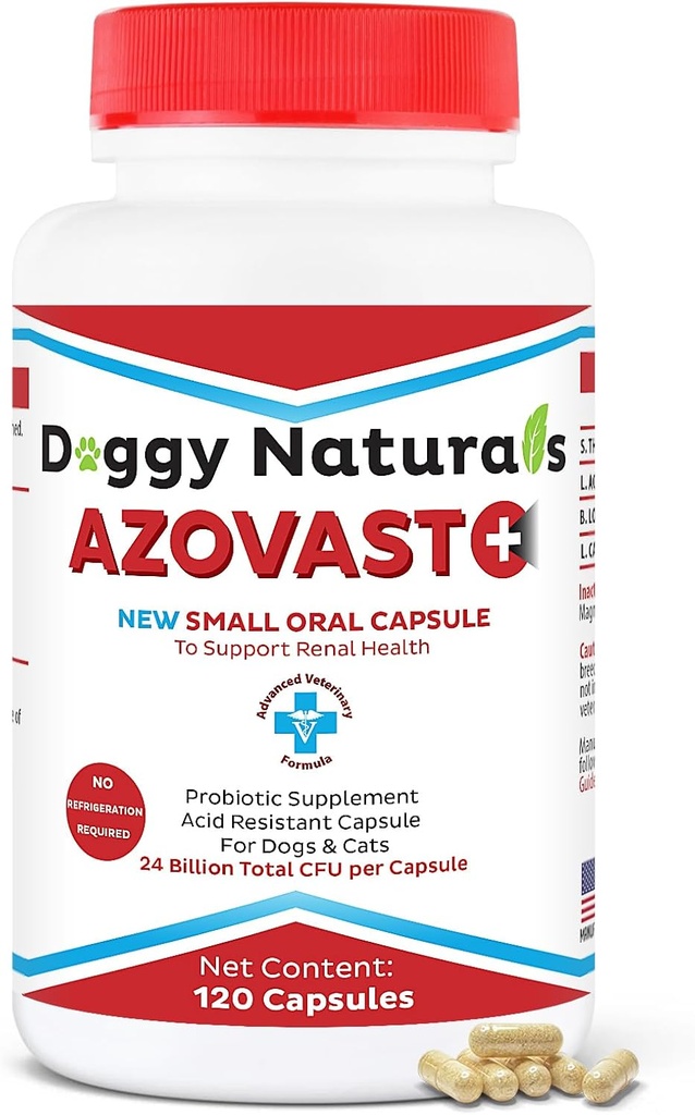 Azovast Plus Συμπλήρωμα Νεφρικής Υγείας για Σκύλους & Γάτες, 120ct - NO Απαιτούνται Ψυγεία - Βοήθεια Υποστήριξη Παιδική Λειτουργία & Διαχείριση Νεφρικών Τοξινών - Νεφρική Φροντίδα Συμπληρώματα Κάψουλα(U.S.A) (120 Caps)