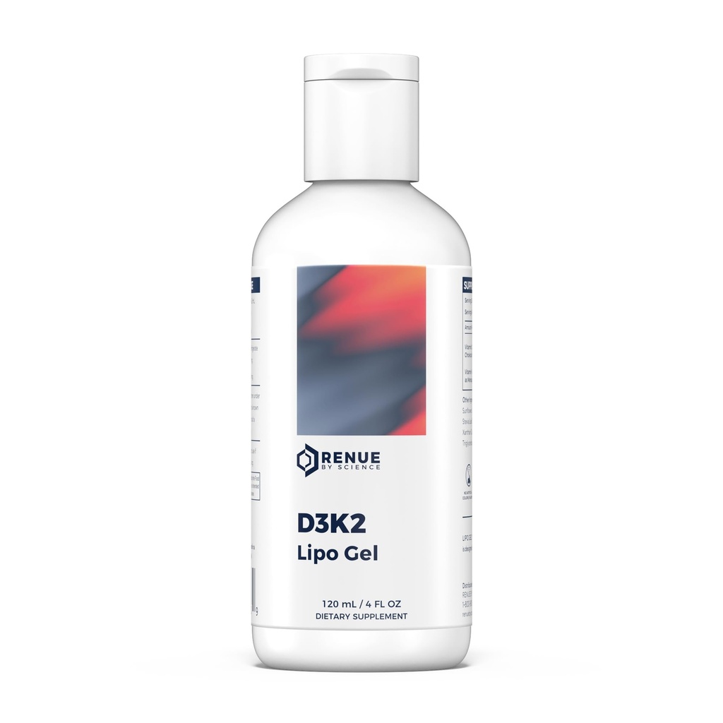 Renue By Science Vitamin D3 K2 Gel | High Strength Liposomal D3 K2 Supplement | 120 ml D K2 Gel - 2500IU D3 & 200 Find C2 in the USAMO & Allergen Free | Made in the USA