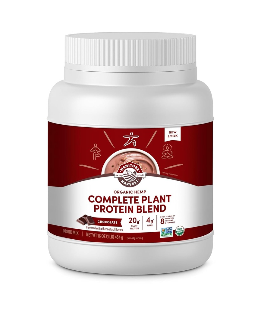 Manitoba Harvest Hemp Evet Organik Plant-Based Protein Toz 20g of Complete Plant, 4g of Fiber & 1.9g Omegas 3&6, Non-GMO, Vegan, Chocolate, 16 Oz, Ambalaj Vary