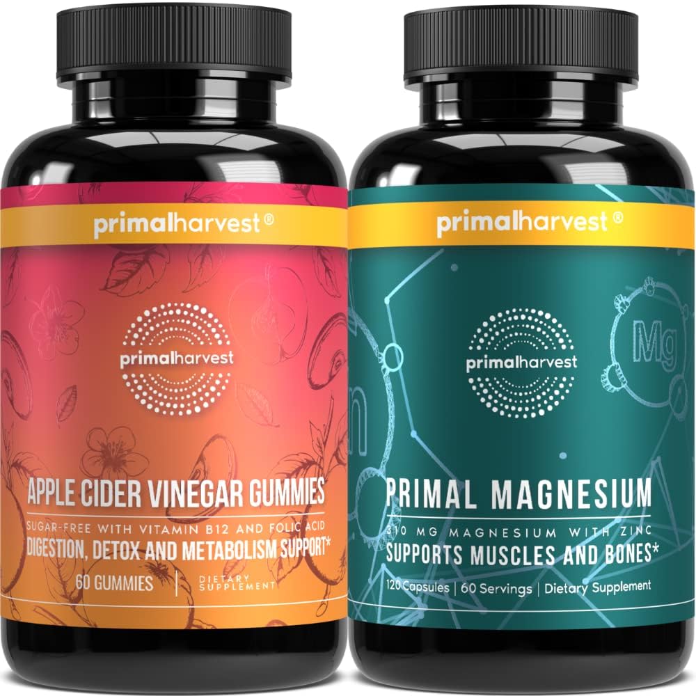Magnezyum Supplement Kompleks 310 mg Tarafından Primal Harvest - Sugar Free Apple Cider Gummies