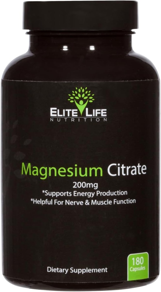 Magnezyum Citrate 200 mg - Pure, High-Potency, Bio available, ve Natural Magnezyum - Stres Yardımı, Uyku, Rahatlama, Konsolidasyon ve Beyin Desteği Şimdi - 180 Capsules ile