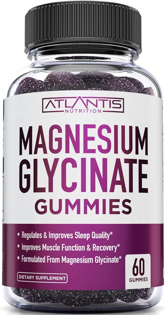 Ατλαντίδα Διατροφή Μαγνήσιο Γλυκινικό Gummies 700mg – Vegan Μαγνήσιο Γλυκινικό για παιδιά και ενήλικες – Μυϊκή Υποστήριξη & Ενισχυμένος Ύπνος - Νοστιμότατο άρωμα σταφυλιού - για ολόκληρη την οικογένεια - 60 κόμης