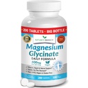 Magnezyum Glycinate 400 mg - 200 Tablet - Yüksek Absiyon, Buffered Bisglycinate Mag Supplement for Sleep, Leg Cramps, Heart, Ease Muscles, Calm Headaches for Women and Men, Non Toz Capsules