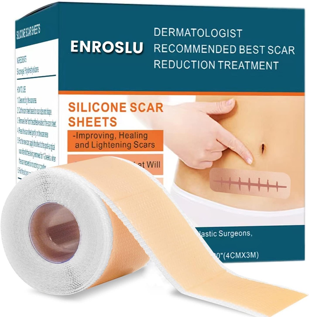 Silikon Scar Sheets (1.6) x 120"- 3 Ölçümü, Tıbbi Grade Silikon Ses Bantı, Akne için Yaralanan Grafikler, Burn Scars C-Section & Keloid Cerrahisi Kaplamalar Tedavi Dokümanlar Tedavi Dokümanlar