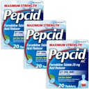 Pepcid AC maximum Strength Heartburn Relief Tabletleri, Önleme ve Relieves Heartburn & Asit Reflux Asit Indigestion, 20 mg Famotidine, ICY Cool Mint Flavor, Multipack, 3 x 20 ct