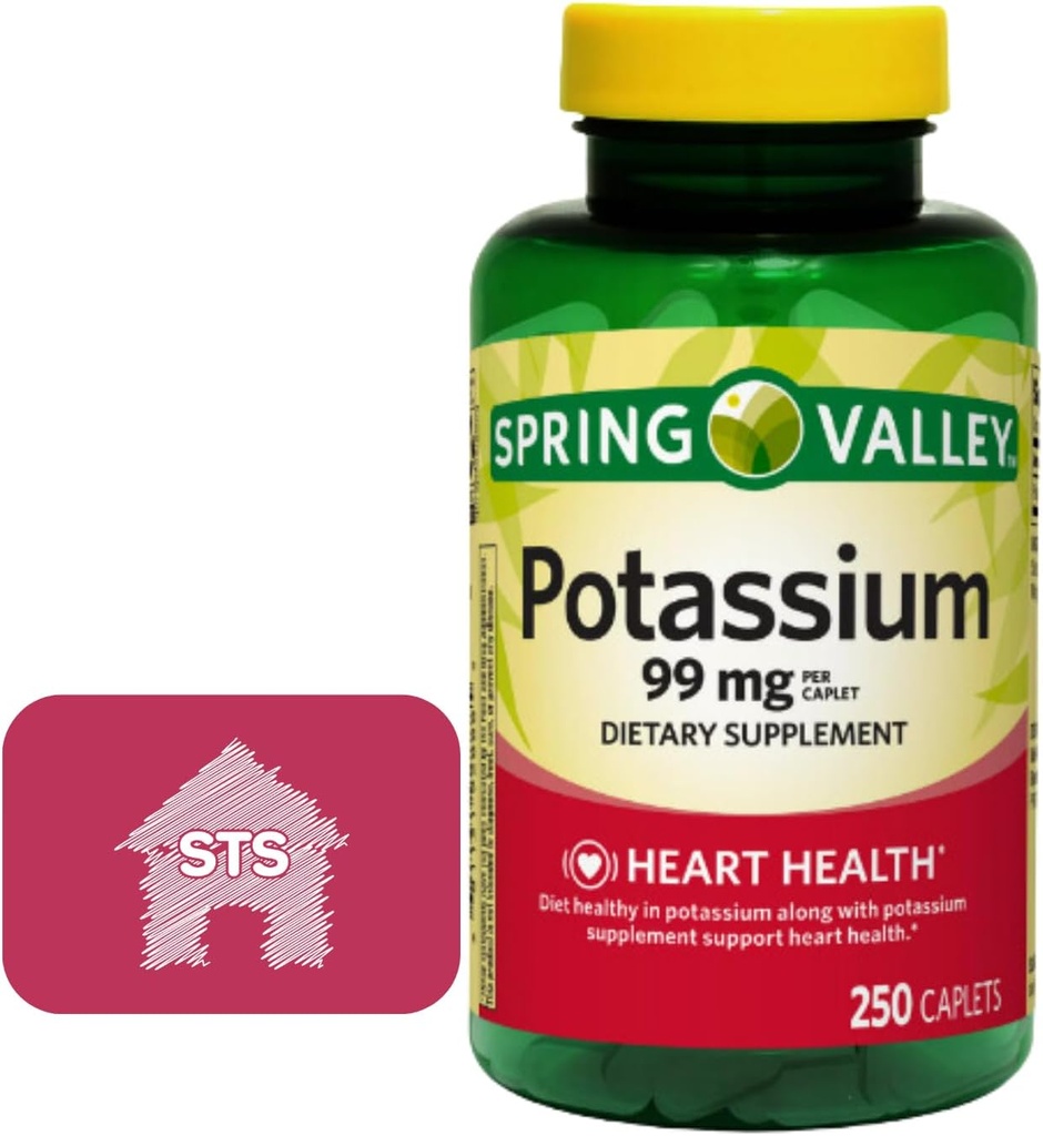 Spring Valley Κάλιο 99 mg, 250 Count + STS Sticker.