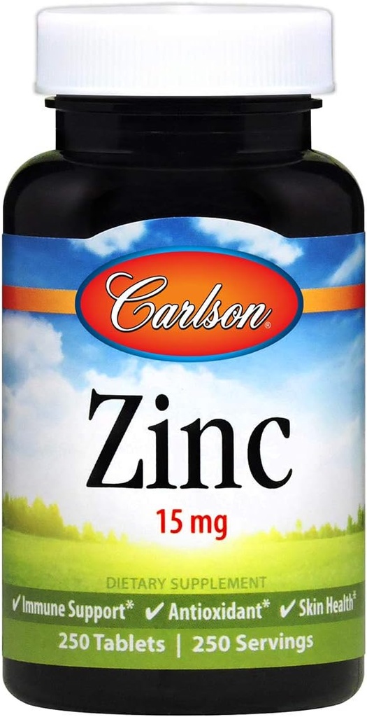 Carlson Labs çinko, 15 mg, 250 Tablet