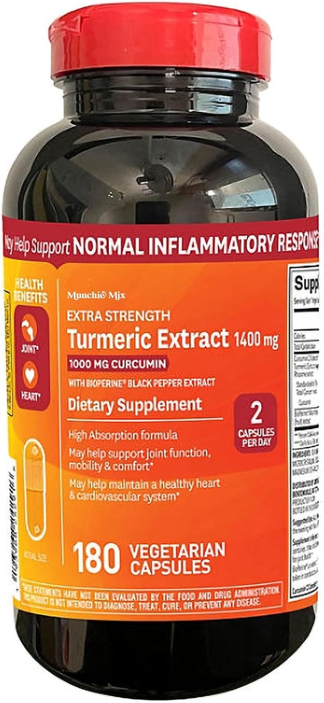 Güçlü Turmeric Extract Vegetarian Capsules (1400 mg., 180 ct.)