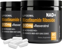 NAD Supplement - NAD+ ile Nicotinamid Riboside (NR) ve Resveratrol Quercetin 900 mg Pure Organic NAD Plus for Cellular için Sağlıklı Ağlama Beyin Fonksiyonu (2 Paket)