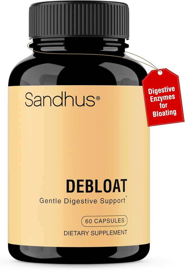 Sandhu's Debloat Digestive Enzymes Capsules | Yardımlar Ease Bloating and Water Retention | Multi-Enzyme Kompleks with Ginger, Dandelion & Fennel | Hızlı Acting Support Supplement for Women & Men | 60 Kont