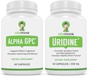 VitaMonk Alpha GPC ve Uridine Stack - Mr Happy Stack - Uridine Monofoz ile Uridine - Bio available Choline Supplements Cognition, Focus, mental Clarity
