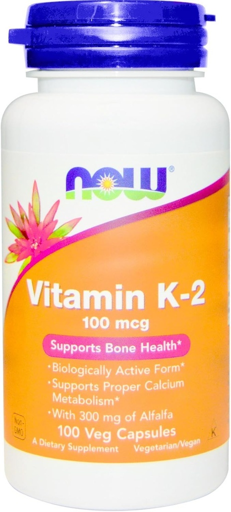 NOW Τρόφιμα Βιταμίνη K-2,100mcg, 100 καπάκια (πακέτο του 2)