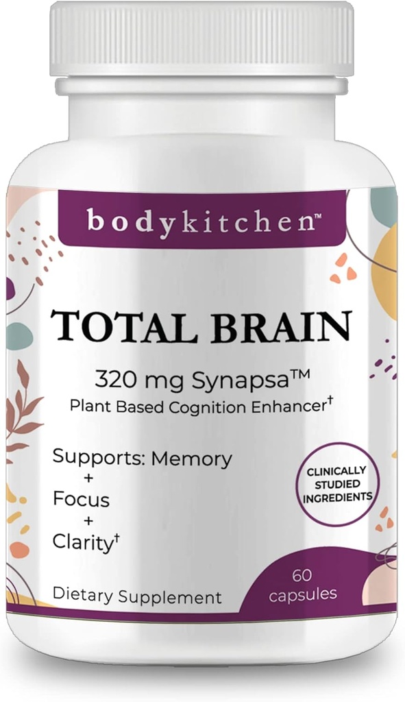 Body Kitchen Total Brain Supplement, Supports Artan Memory, Focus and Clarity with Bacopa, Coffee Fruit & Brainberry, Klinik Olarak Test Edildi, Veggie Caps, 60 Kont