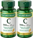 Nature's Bounty Vitamin C + Rose Hips, Immune Support, 1000 mg, Cover Caplets, 100 Ct - Pack of 2