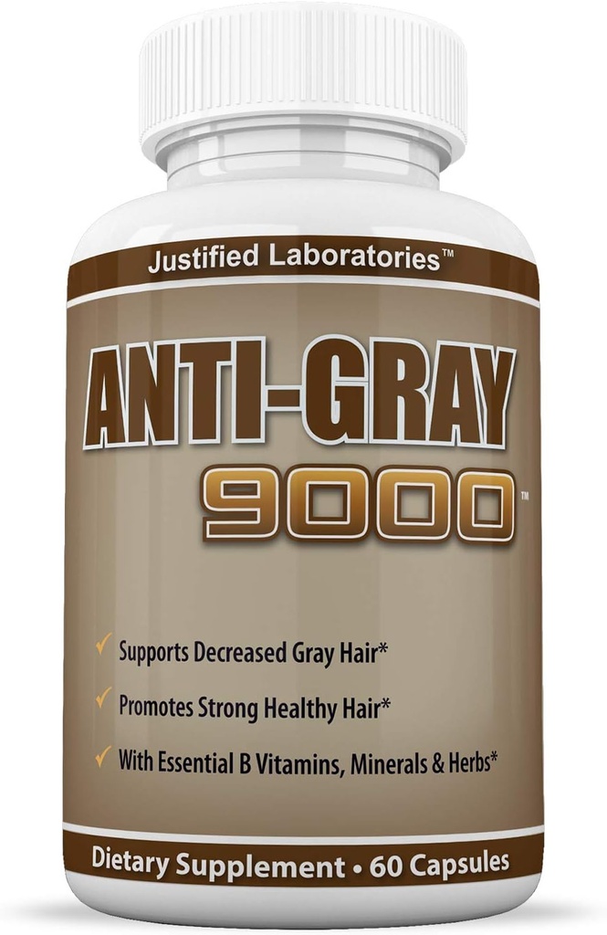 Sadece genişletilmiş Laboratuvarlar Anti Gray 9000 Saç Doğal Saç Rengi 60 Capsules Şişe 1 Şişe 1 Şişe