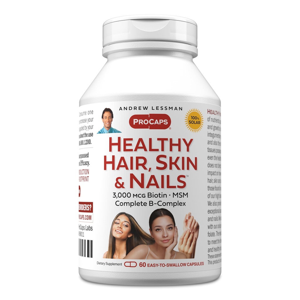 ANDREW LESSMAN Sağlıklı Saç, Cilt ve Nails 60 Capsules - 5000 mcg High Bioactivity Biotin, B-Complex. Güzel Cilt, Güçlü Çiçeği teşvik eder. Adds Saç Büyüme Vitaminleri Biotin Supplement