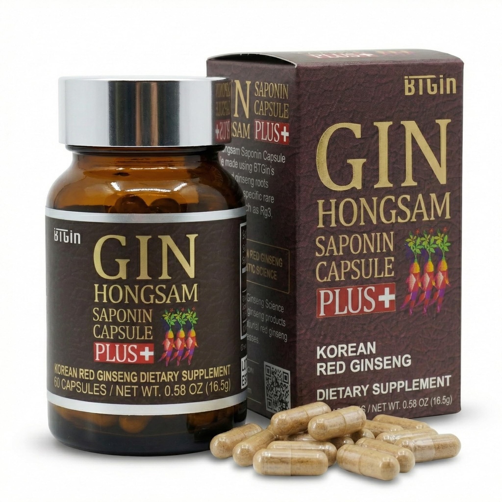 Korean Red Ginseng [Gin HONGSAM] 60 κάψουλες - Premium Συμπληρώματα κατά της γήρανσης - Boost Energy 
