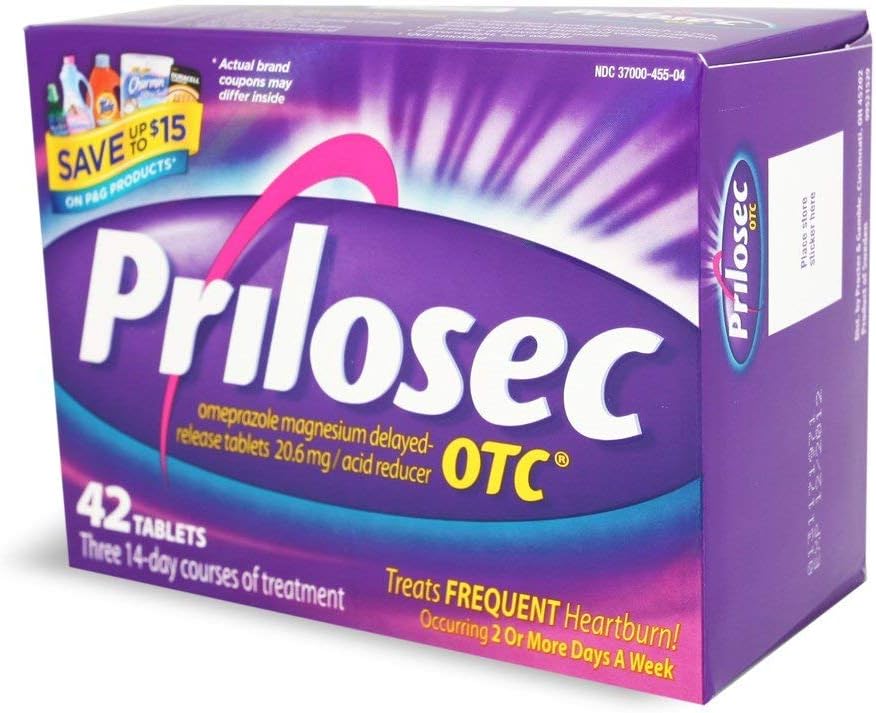 Prilosec 20.6 mg OTC, 42 Tablet (Pack of 3)
