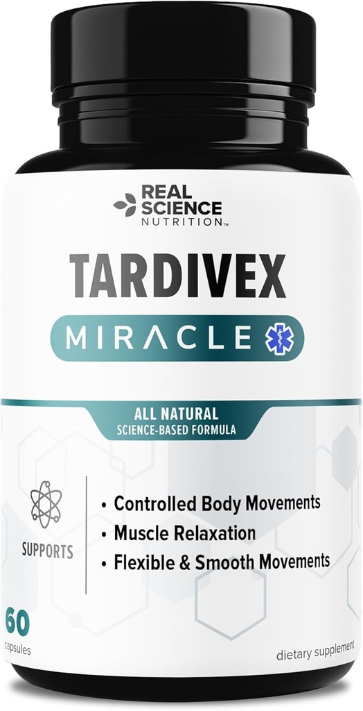 Offers TARDIVE DYSKINESIA Relief- Relief for Symptoms Including Muscle spasms, Stiff Jerky Movements, and Other involuntary Body Movements Affecting The face, Mouth, and Eyes.
